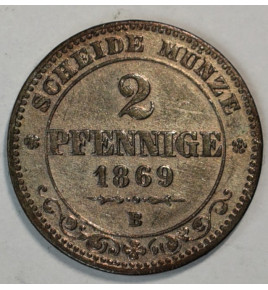 Sasko 2 Pfennige 1869 B